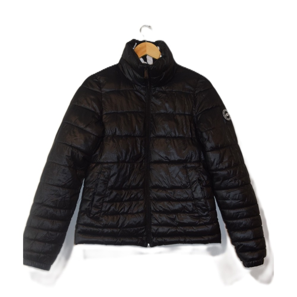 DKNY Sport Black Puffer Jacket Sorona Fill Quilted Stand Collar Women Size S
